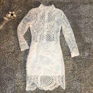 White Lace Long Sleeve Dress